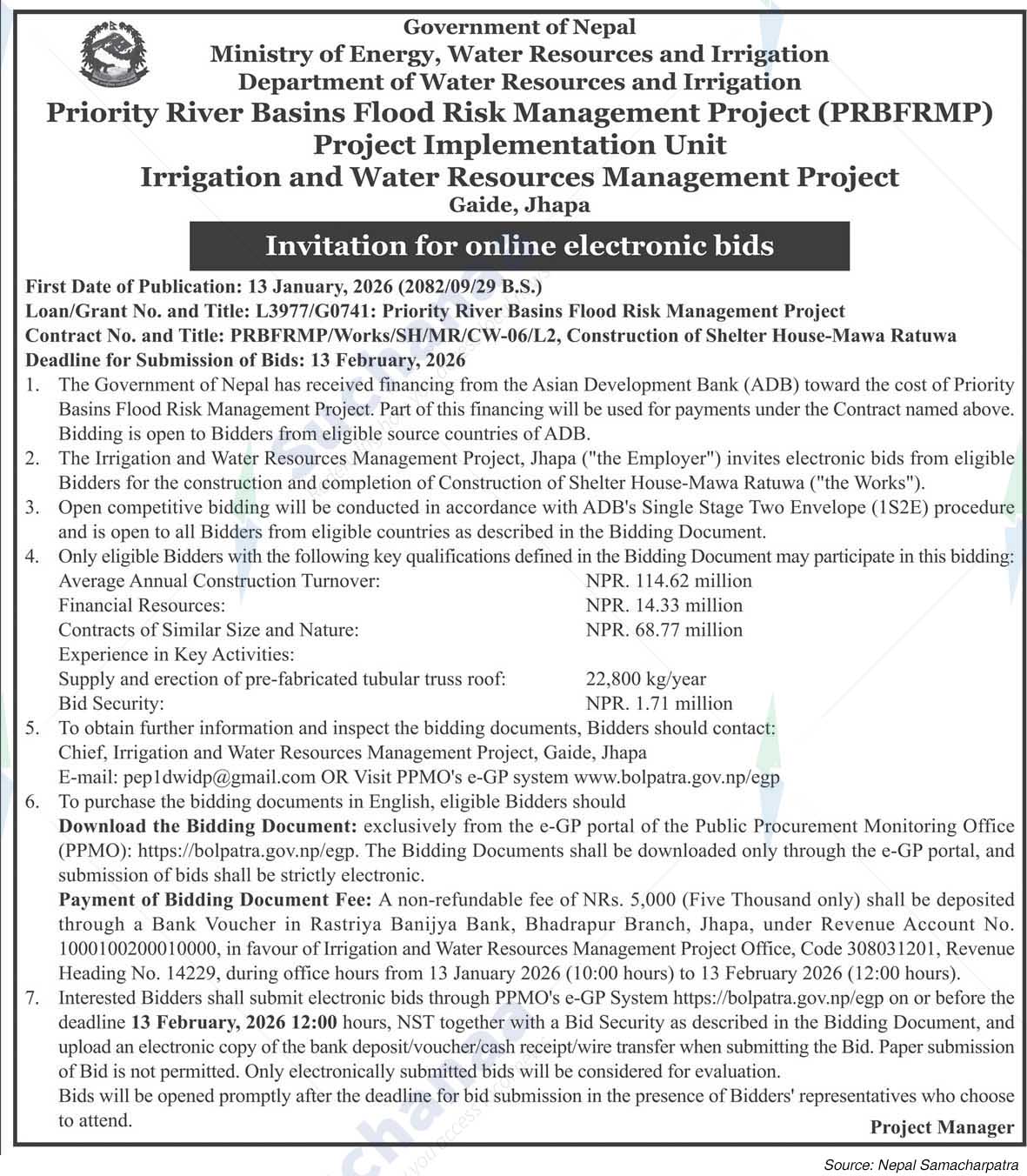 Irrigation and Water Resources Management Project, Jhapa