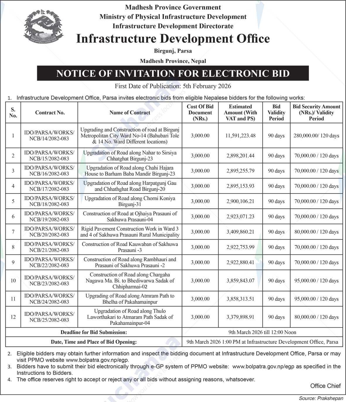 Infrastructure Development Office, Birgunj, Parsa