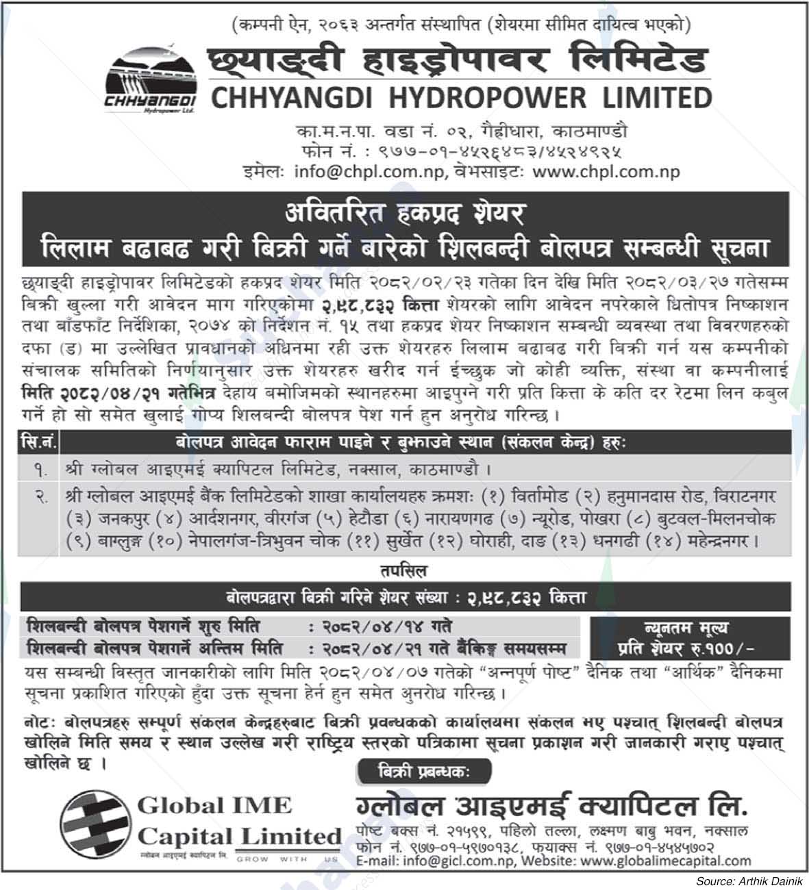 Chhyangdi Hydropower Limited