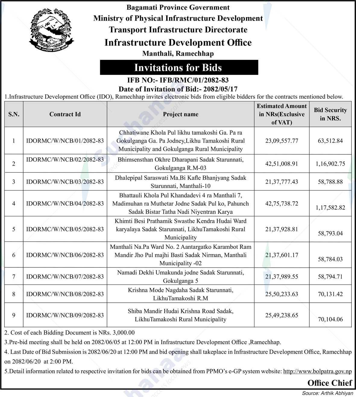 Infrastructure Development Office,  Manthali, Ramechhap