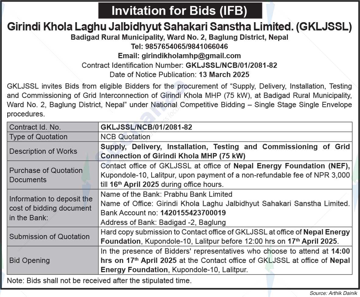 Girindi Khola Laghu Jalbidhyut Sahakari Sanstha Limited. (GKLJSSL)