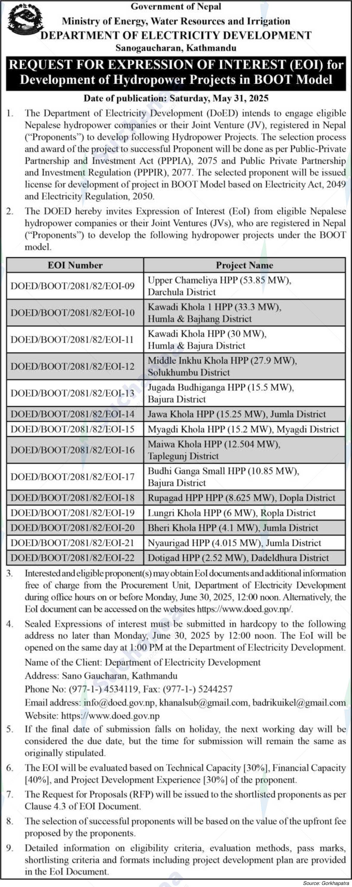 Department of Electricity Development