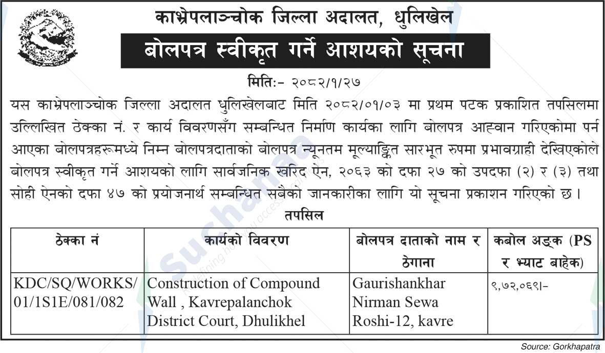 Kavrepalanchok District Court, Dhulikhel