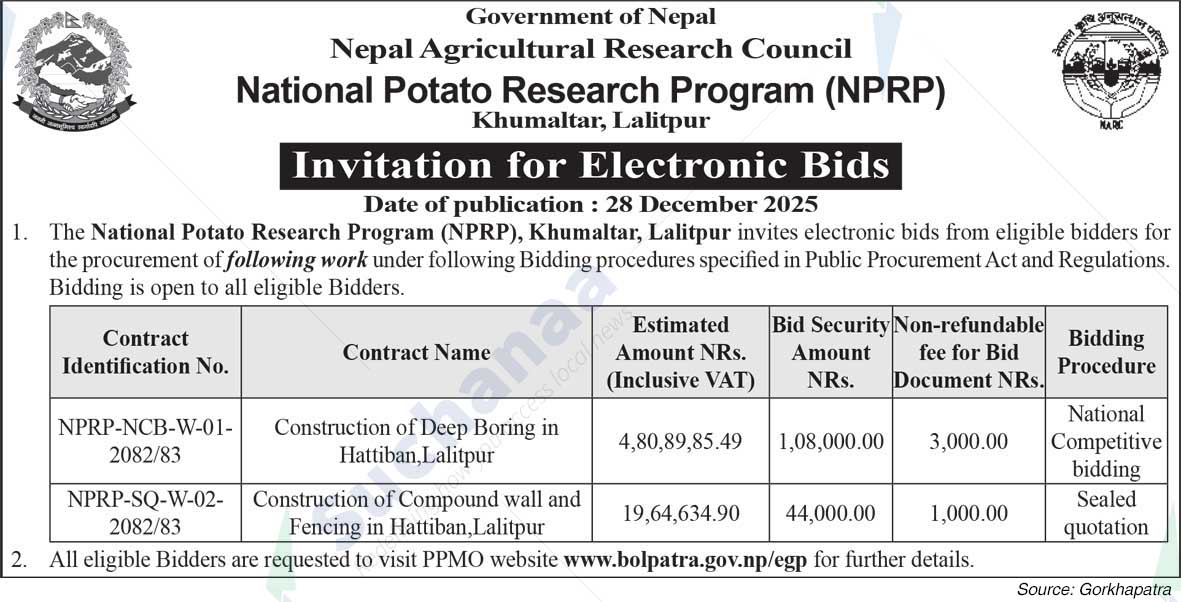 National Potato Research Program (NPRP), Khumaltar, Lalitpur