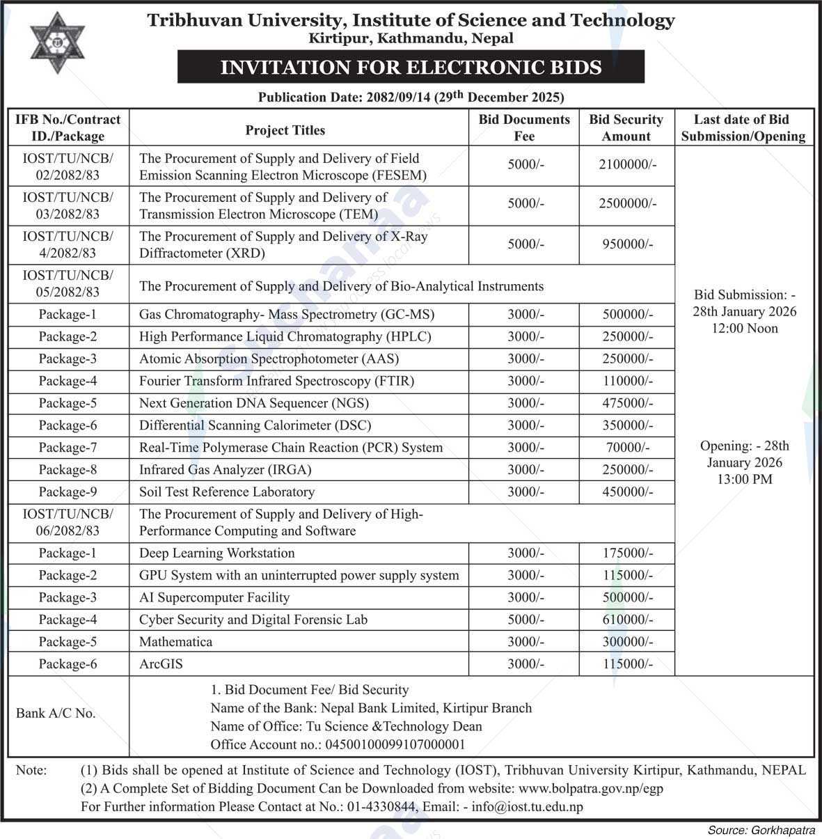 Tribhuvan University, Institute of Science and Technology (IoST)