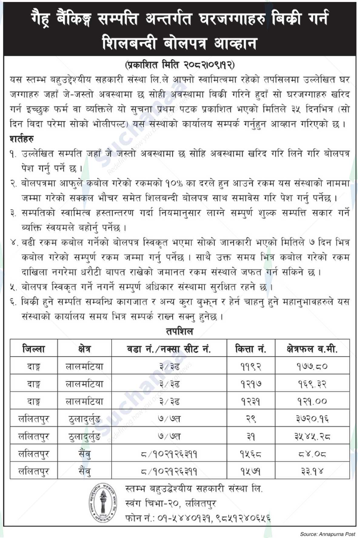 Stambha Multipurpose Cooperative Society Ltd., Lalitpur