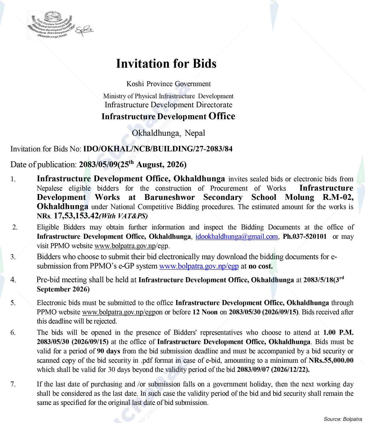 Infrastructure Development Office (IDO), Okhaldhunga