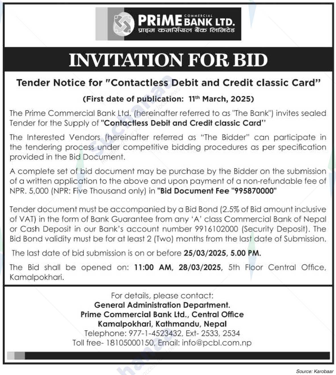 Prime Commercial Bank Limited
