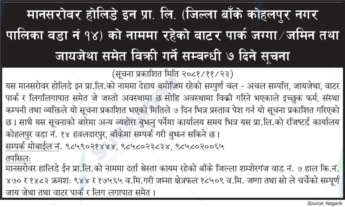 Mansarovar Holiday Inn Pvt. Ltd.