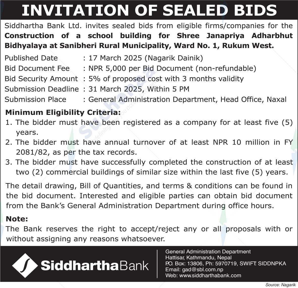 Siddhartha Bank Ltd.
