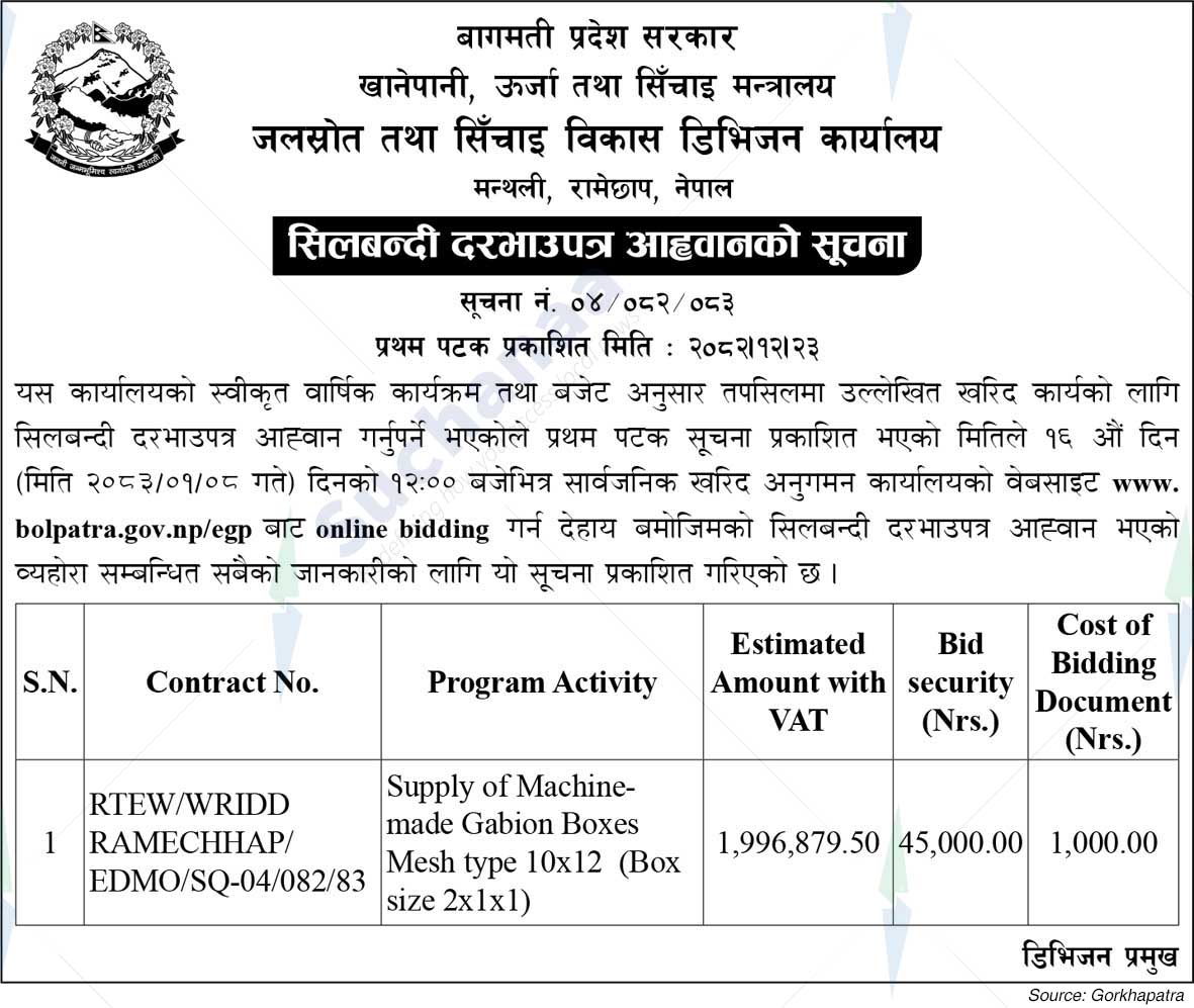 Water Resource and Irrigation Development Division, Ramechhap