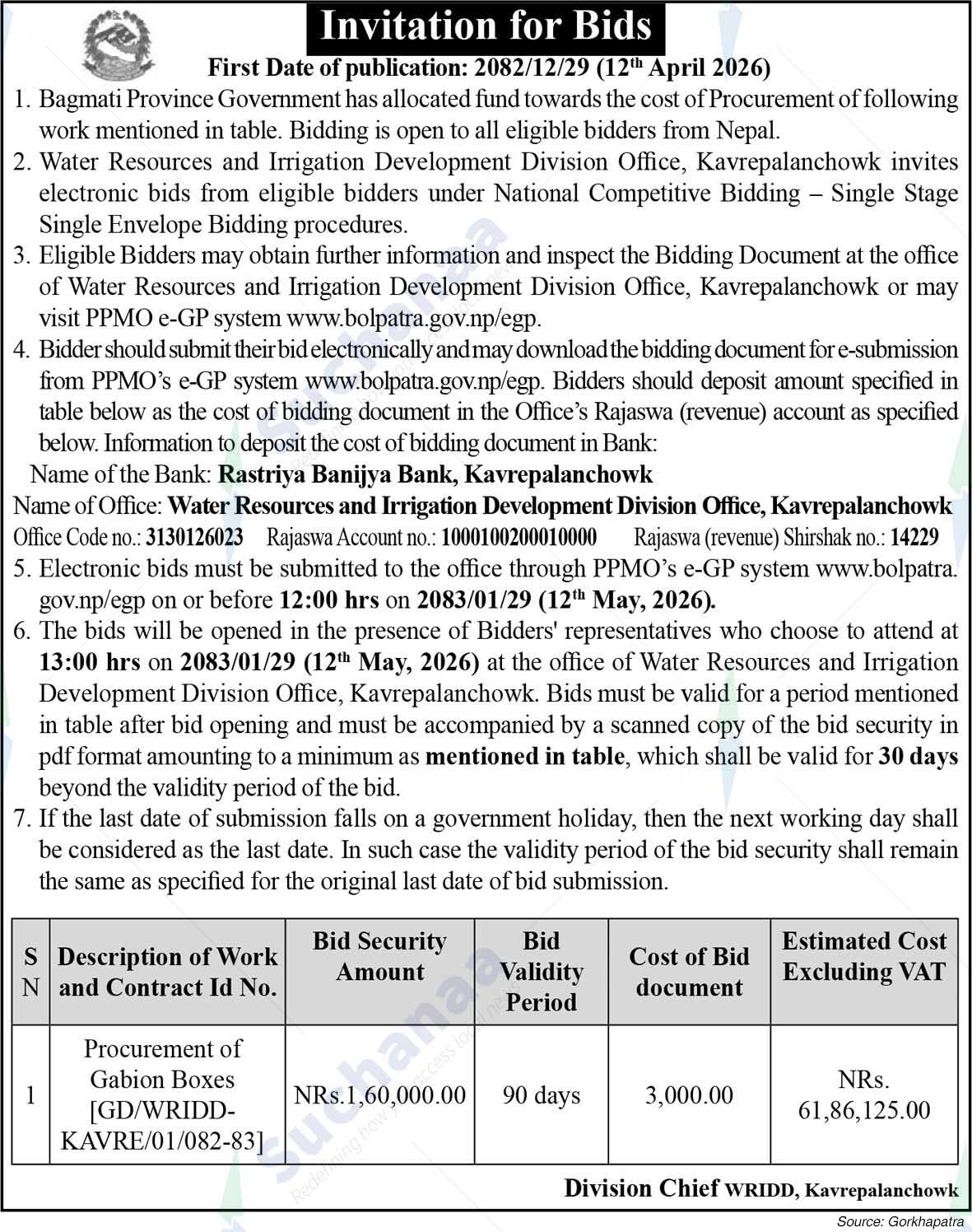 Water Resources and Irrigation Development Division, Kavrepalanchowk