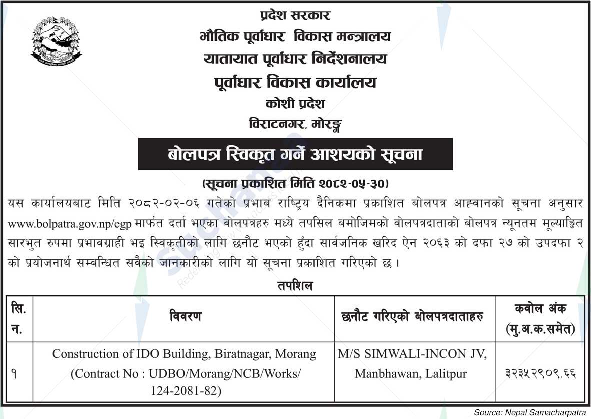 Infrastructure Development Office, Biratnagar, Morang