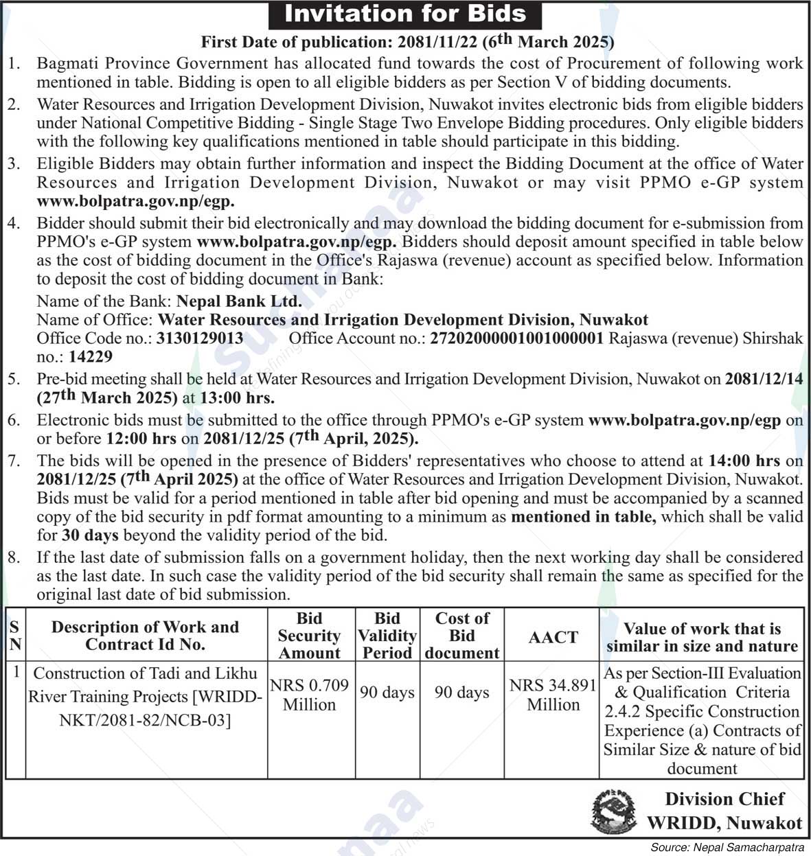 Water Resources and Irrigation Development Division, Nuwakot