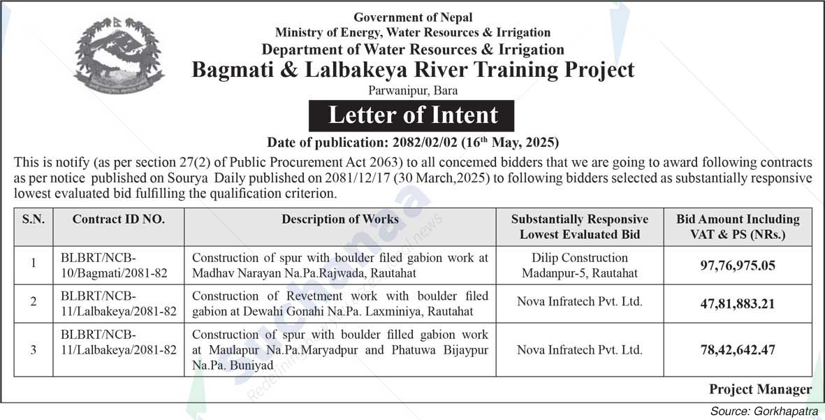 Bagmati & Lalbakeya River Training Project