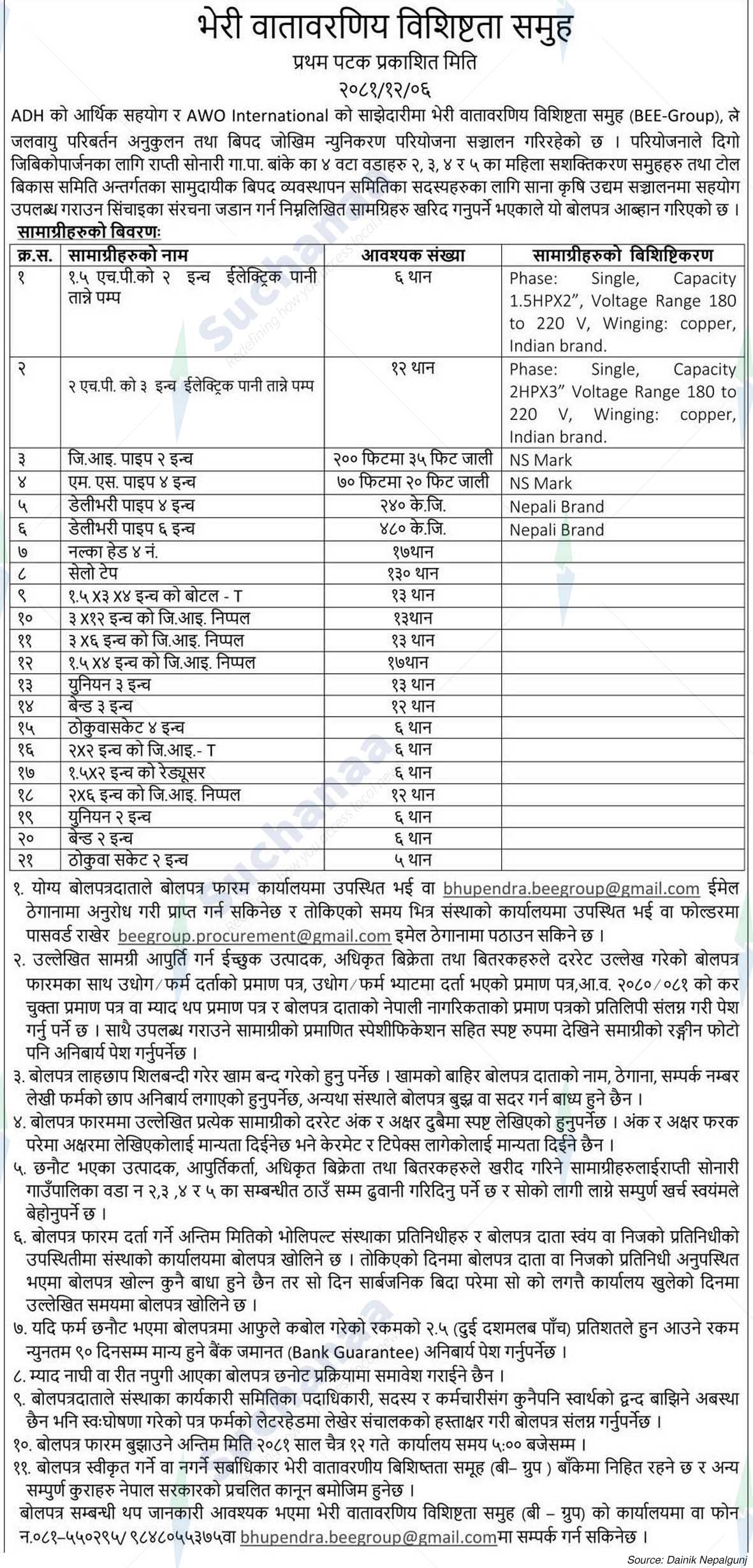 Bheri Environmental Specificity Group