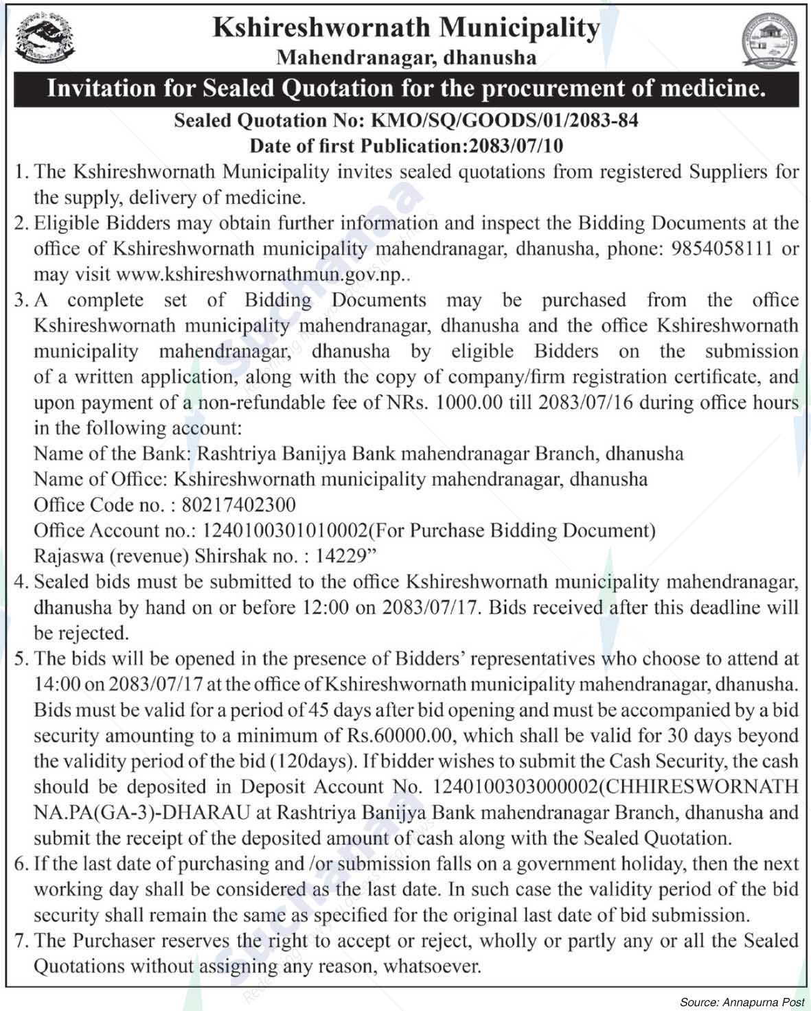 Kshireshwornath Municipality