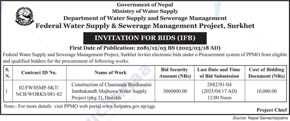 Federal Water Supply & Sewerage Management Project, Surkhet