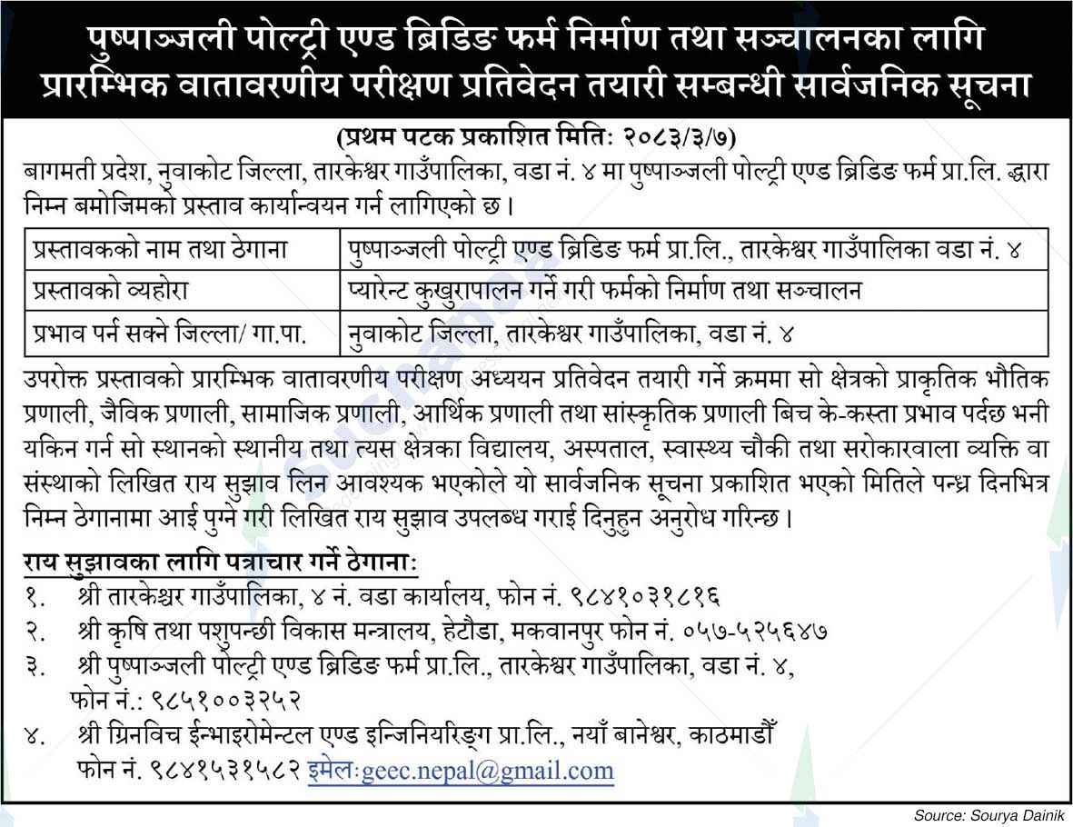 Pushpanjali Poultry and Breeding Firm Pvt. Ltd.