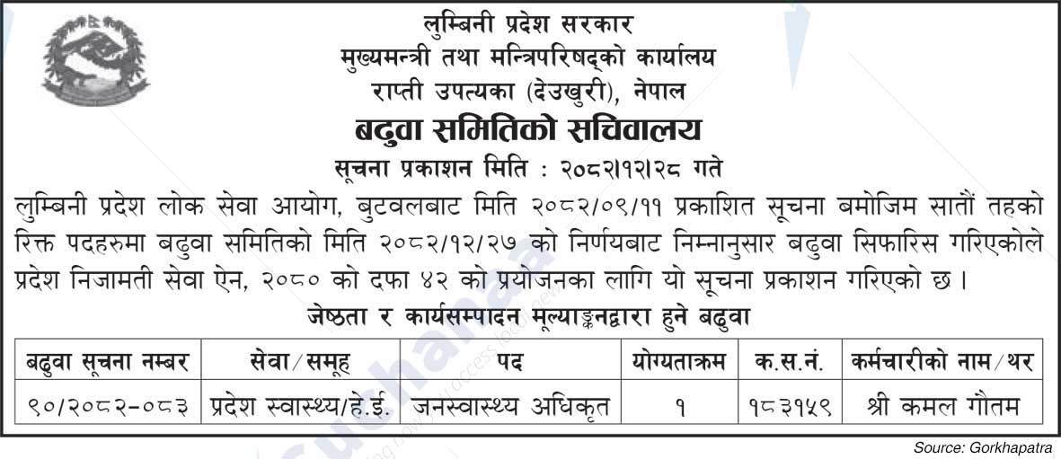 Office of the Chief Minister and Council of Ministers, Lumbini