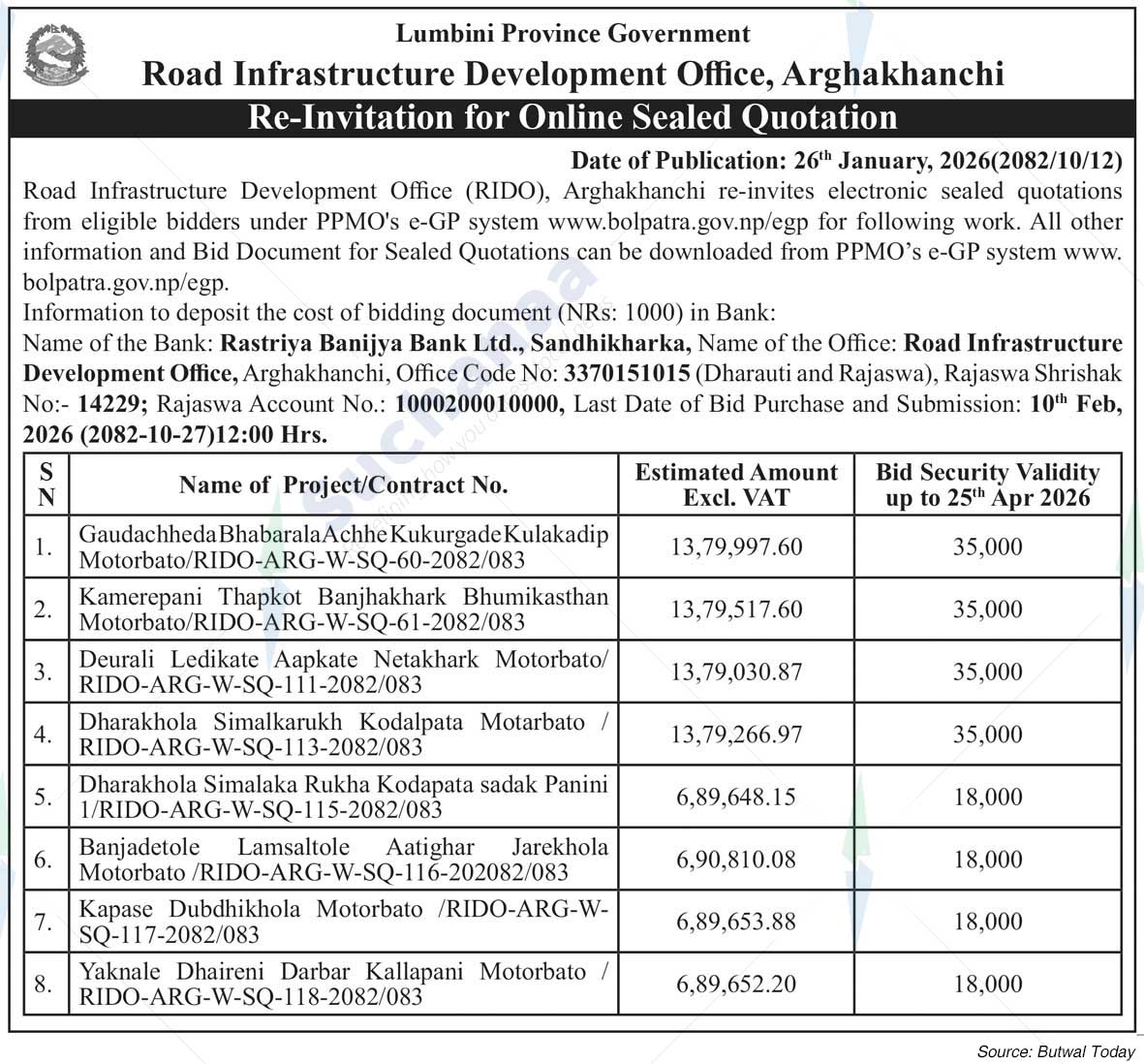 Road Infrastructure Development Office, Arghakhanchi