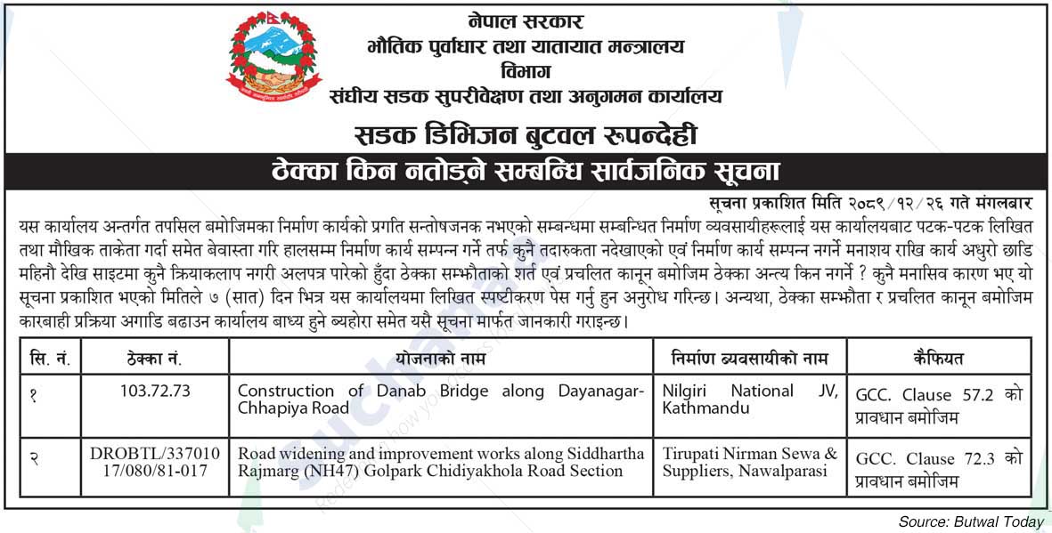 Road Division Butwal Rupandehi