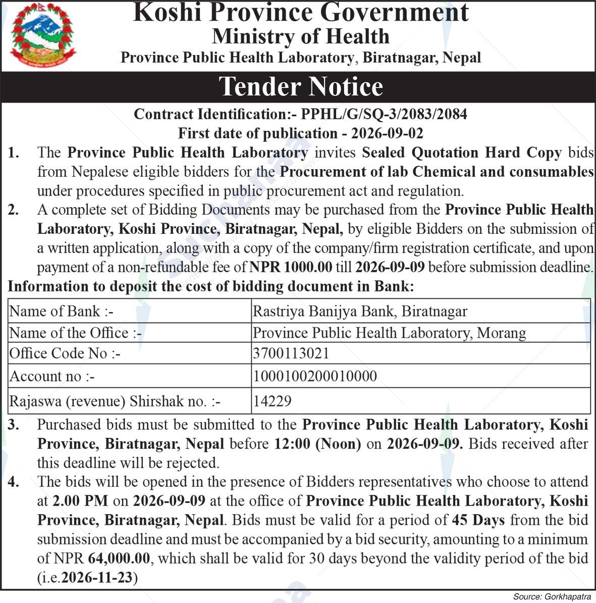 Province Public Health Laboratory, Biratnagar