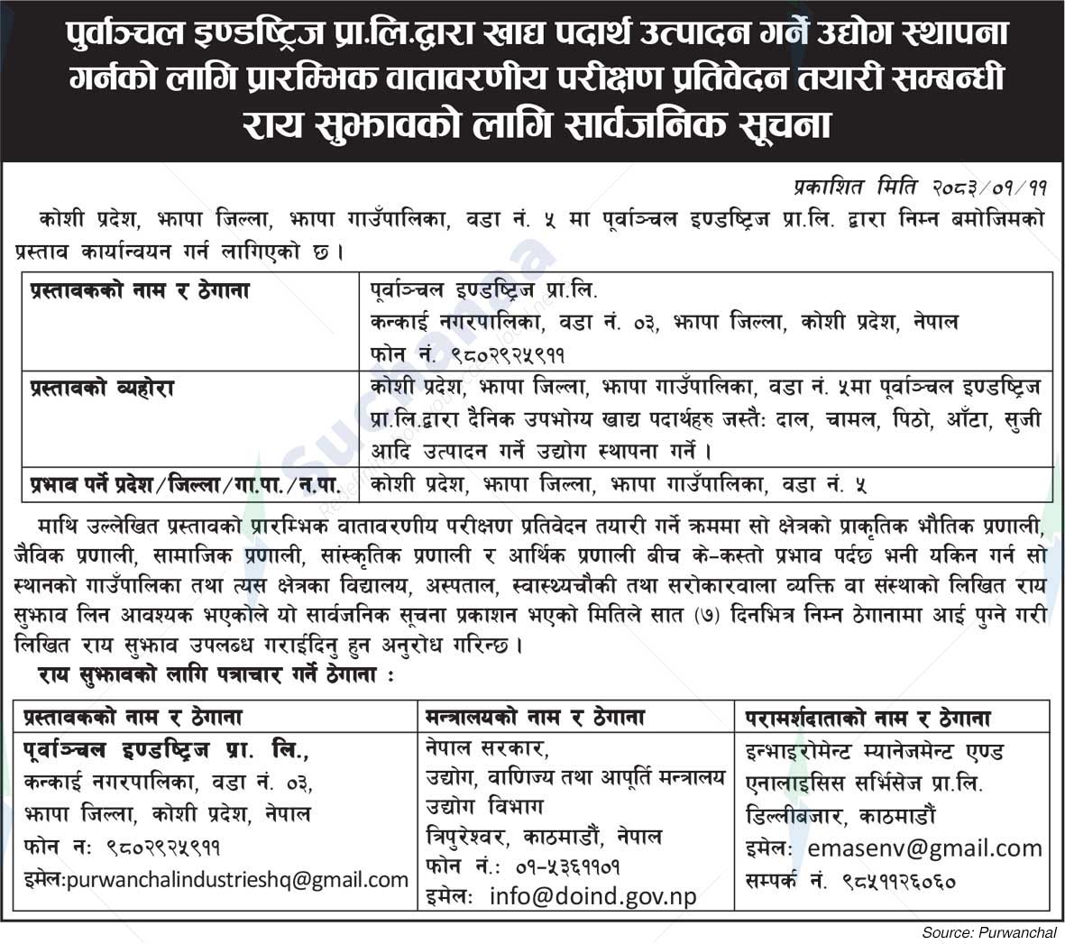 Purbanchal Industries Pvt. Ltd., Jhapa