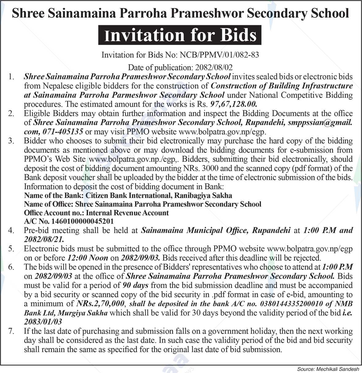 Sainamaina Parroha Prameshwor Secondary School