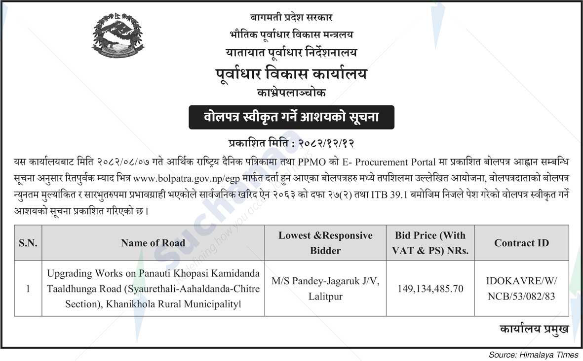 Infrastructure Development Office, Kavrepalanchok