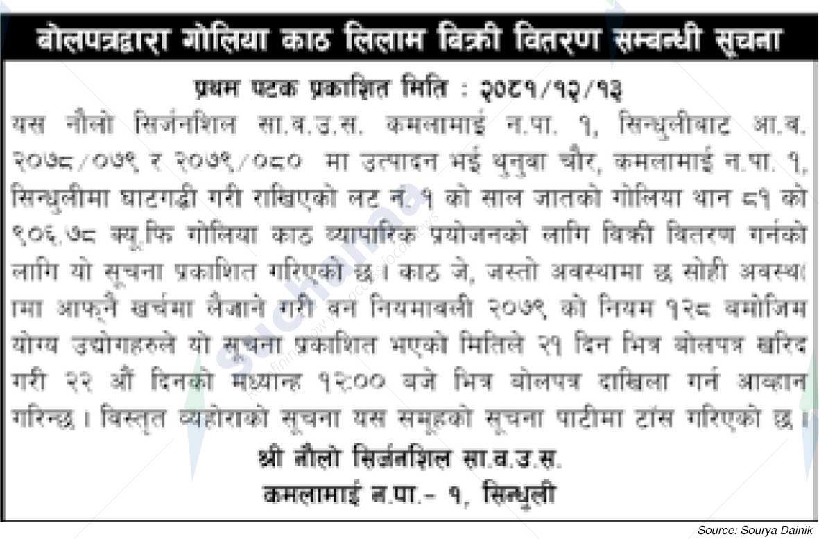 Shree Naulo Sirjanshil Saa. Wa. Wu. Sa.
