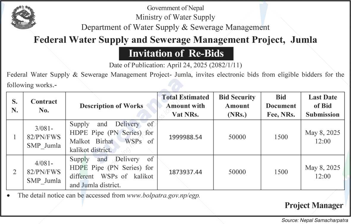 Federal Water Supply and Sewerage Management Project, Jumla