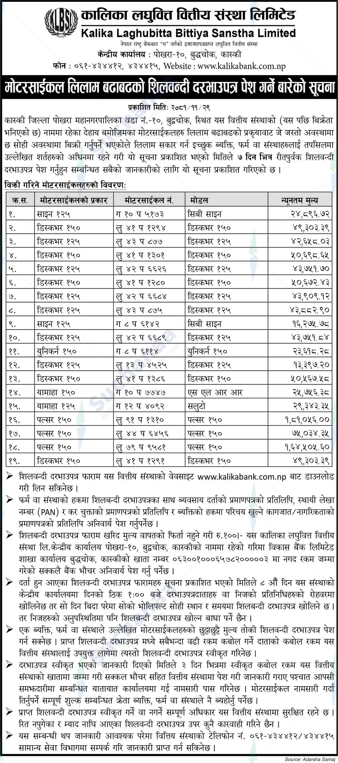 Kalika Laghubitta Bittiya Sanstha Limited