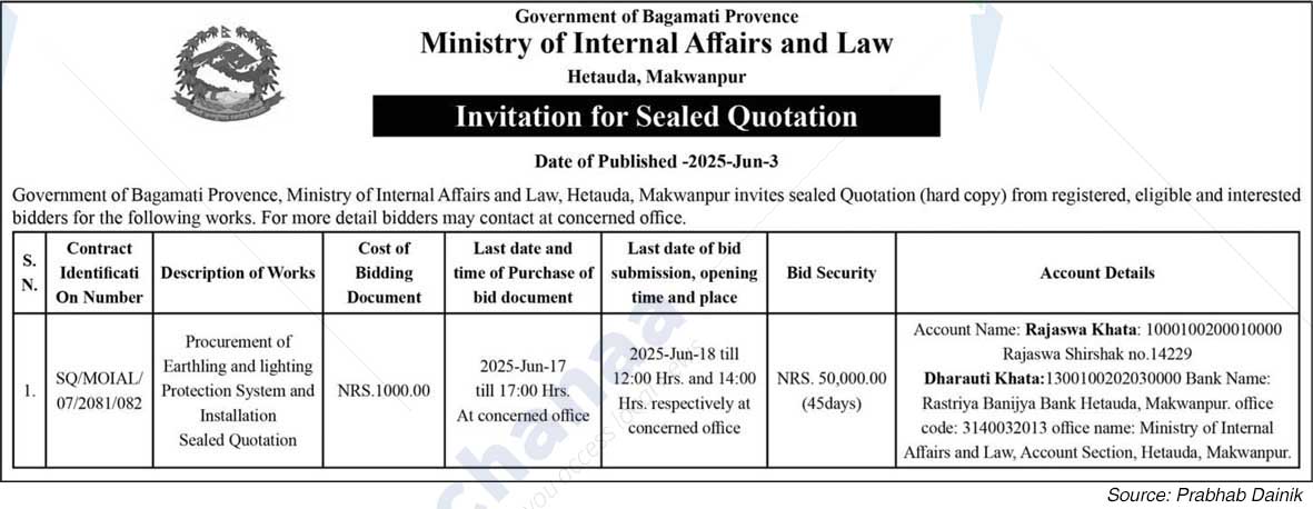 Ministry of Internal Affairs and Law, Bagmati