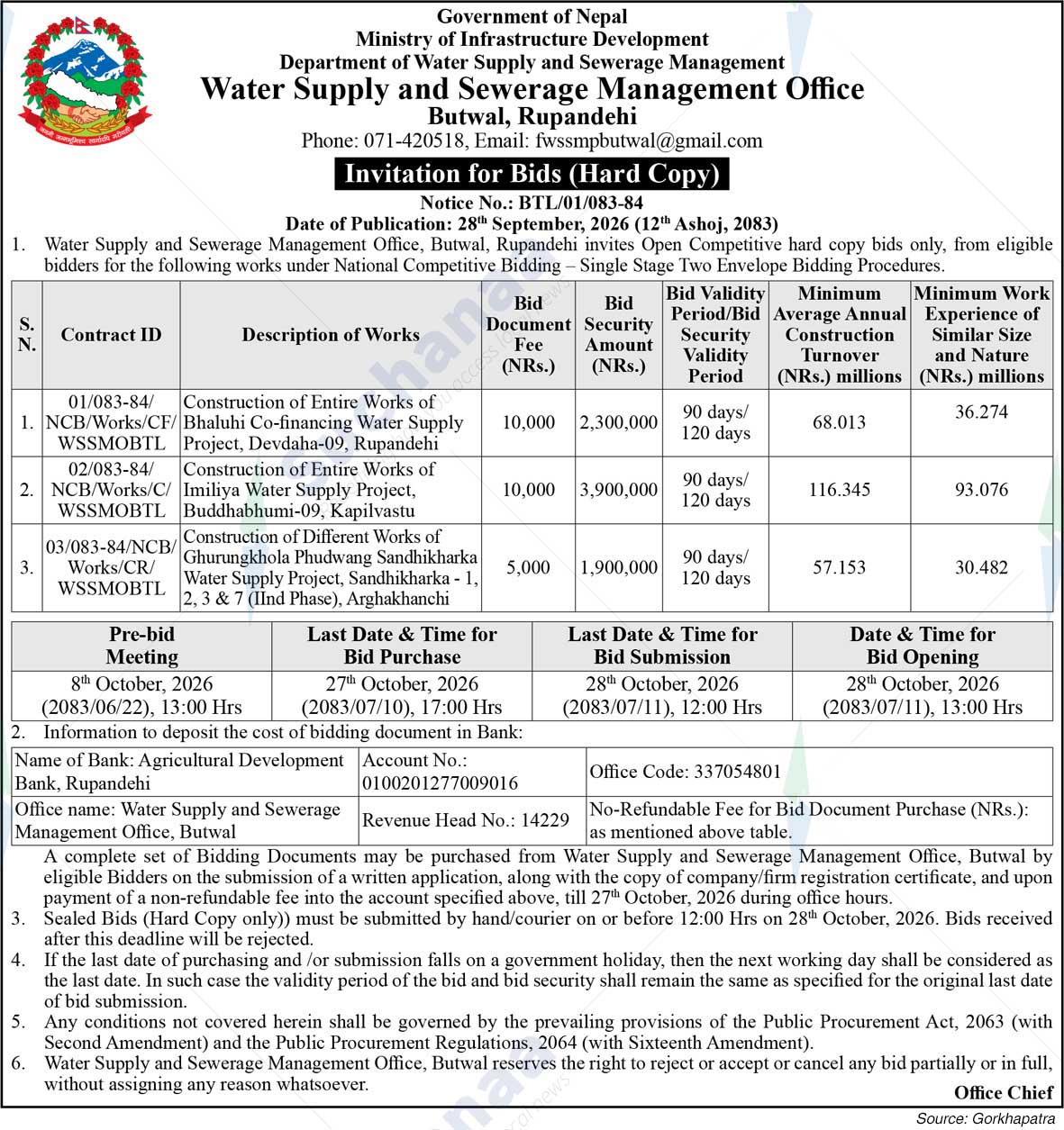 Water Supply and Sewerage Management Office