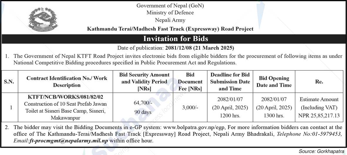 Kathmandu Terai/Madhesh Fast Track (Expressway) Road Project
