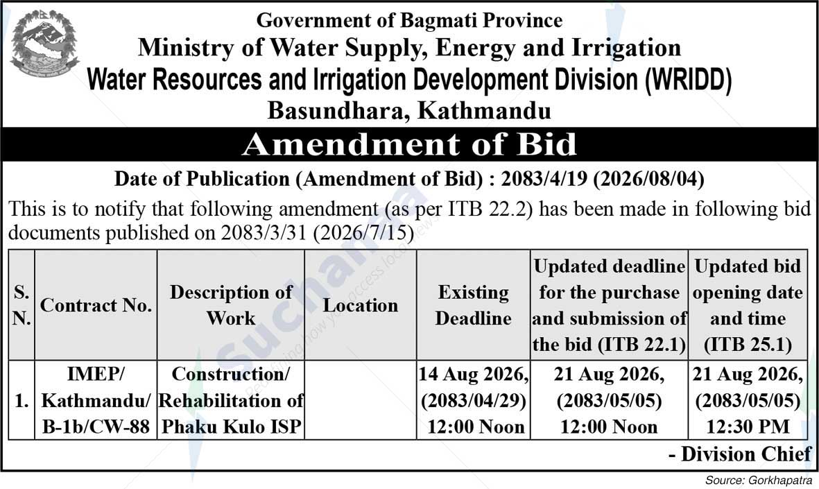 Water Resources and Irrigation Development Division (WRIDD), Basundhara, Kathmandu