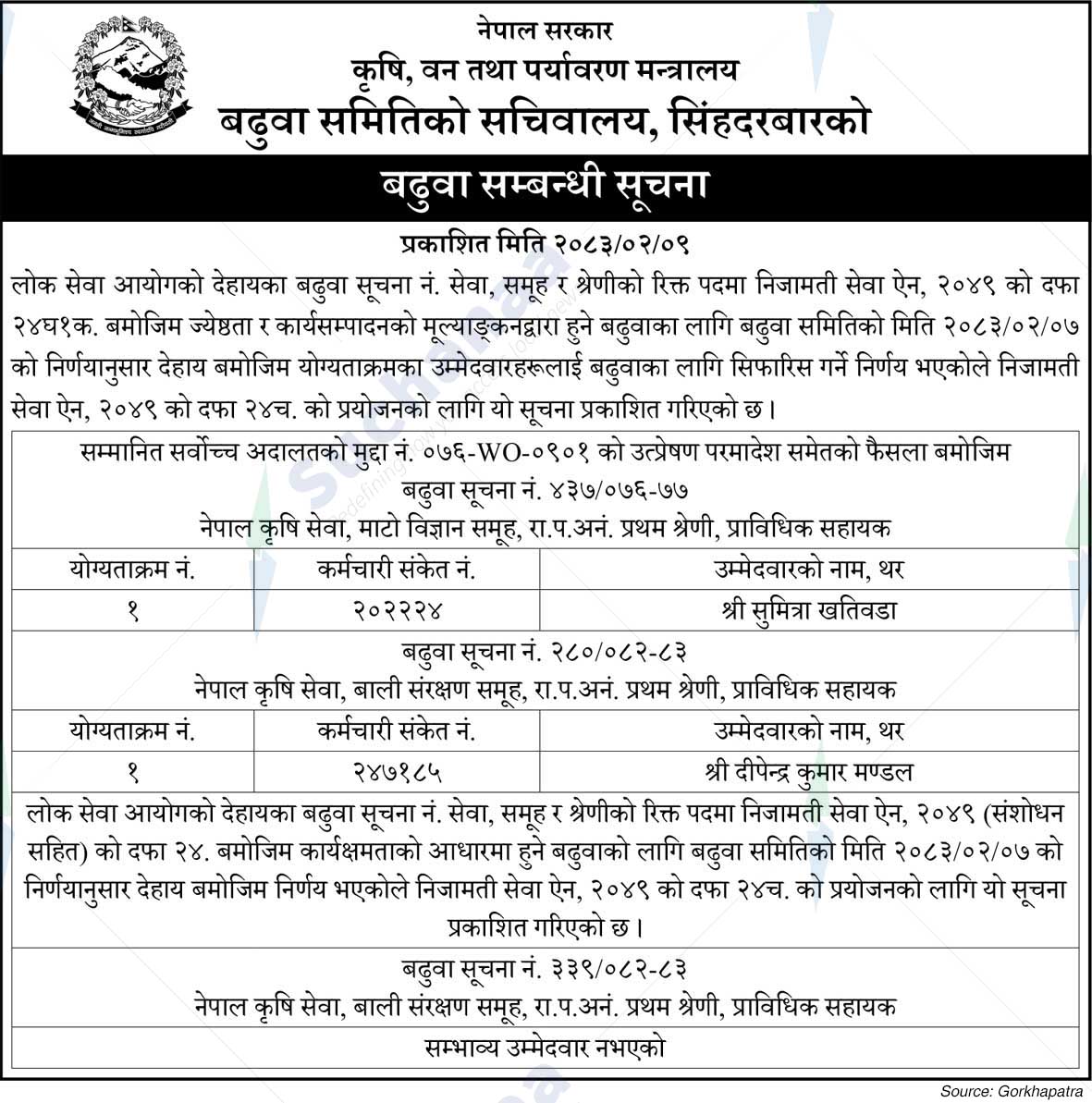 Ministry of Agriculture, Forestry and Environment