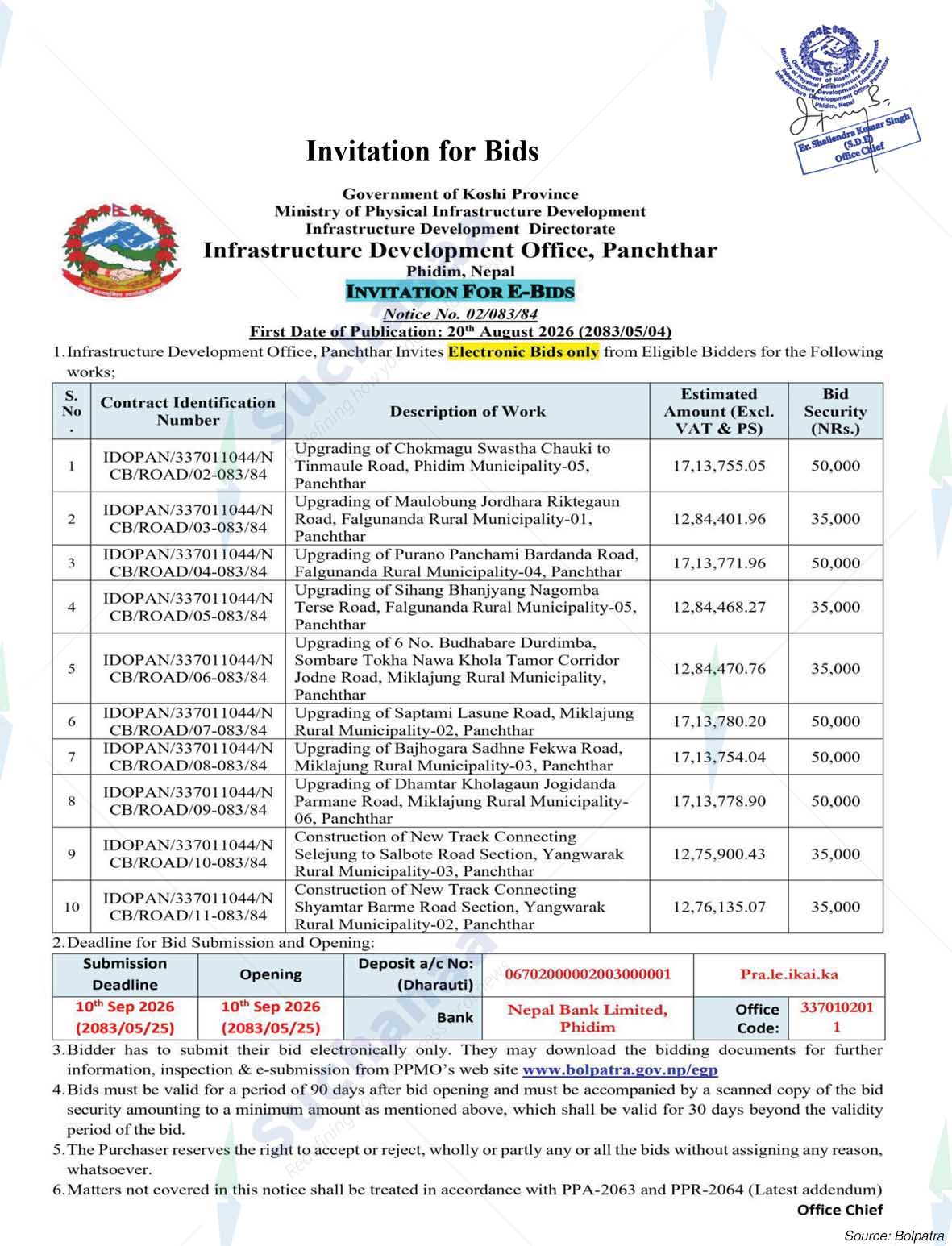 Infrastructure Development Office, Panchthar