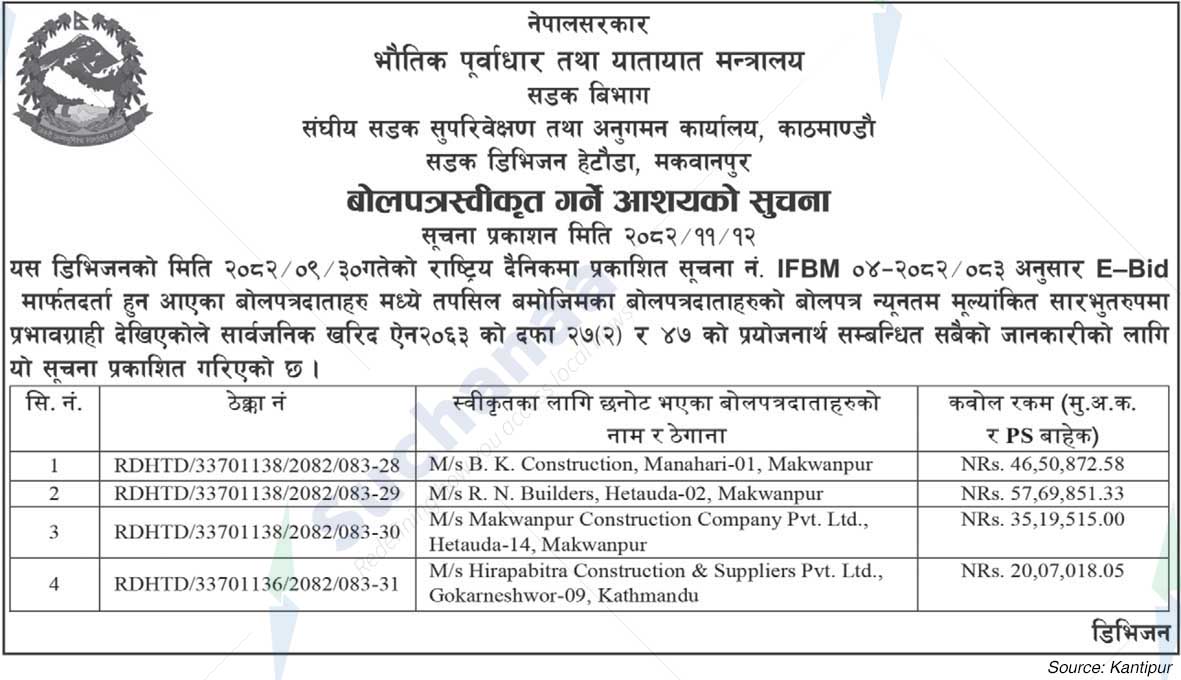 Road Division, Hetauda