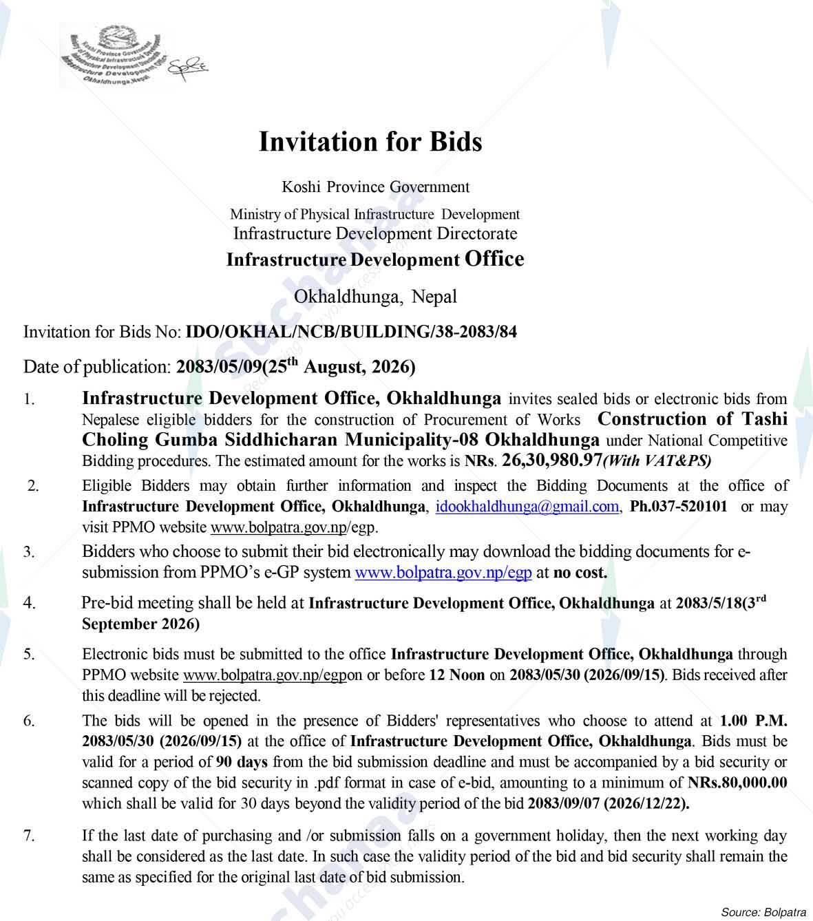 Infrastructure Development Office (IDO), Okhaldhunga