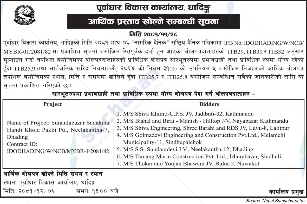 Infrastructure Development Office, Dhading