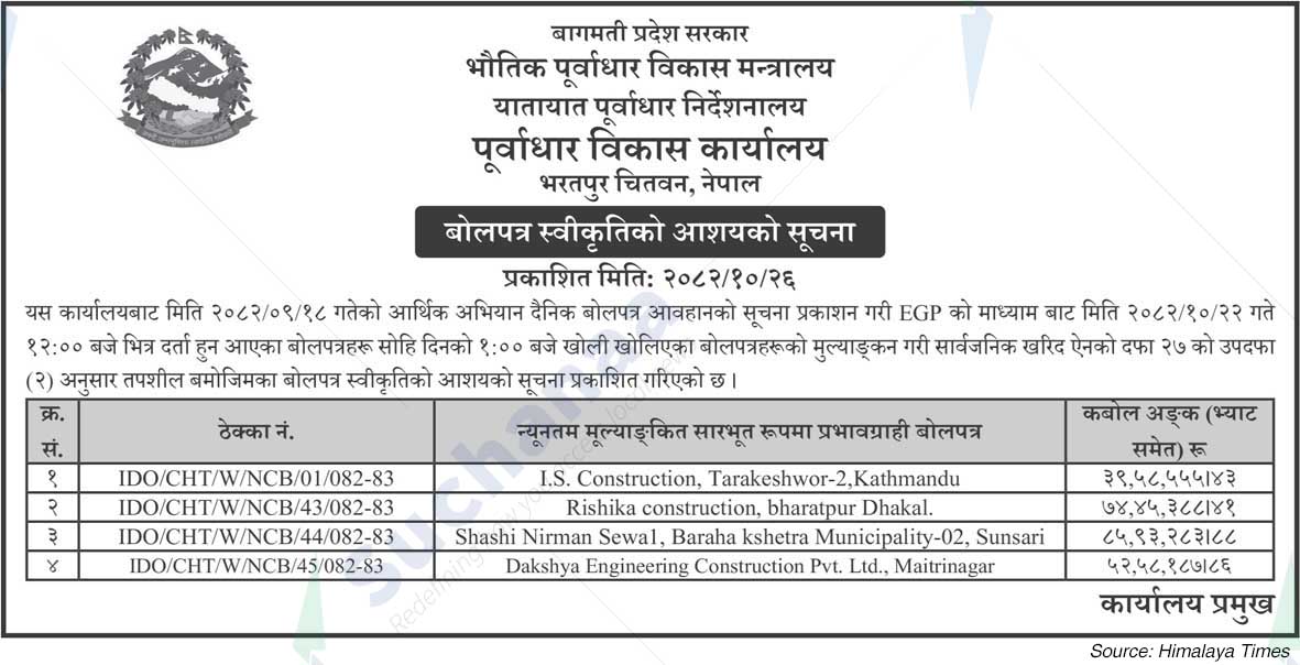 Infrastructure Development Office, Chitwan