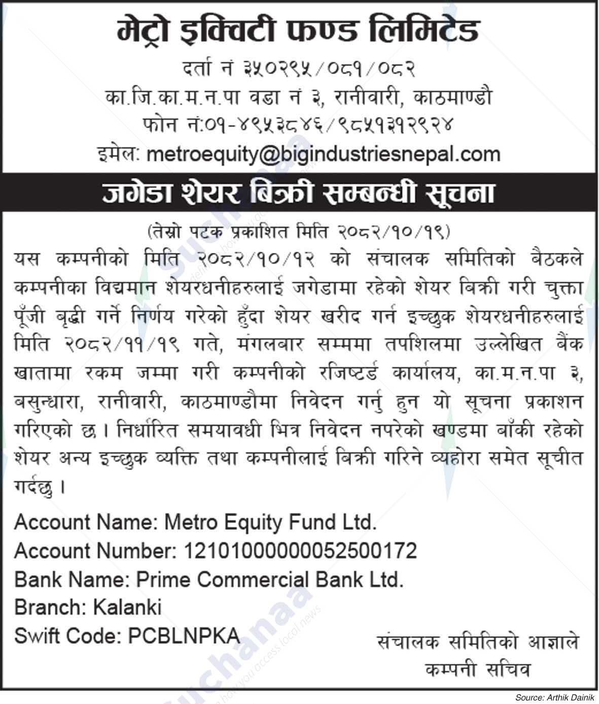 Metro Equity Fund Limited