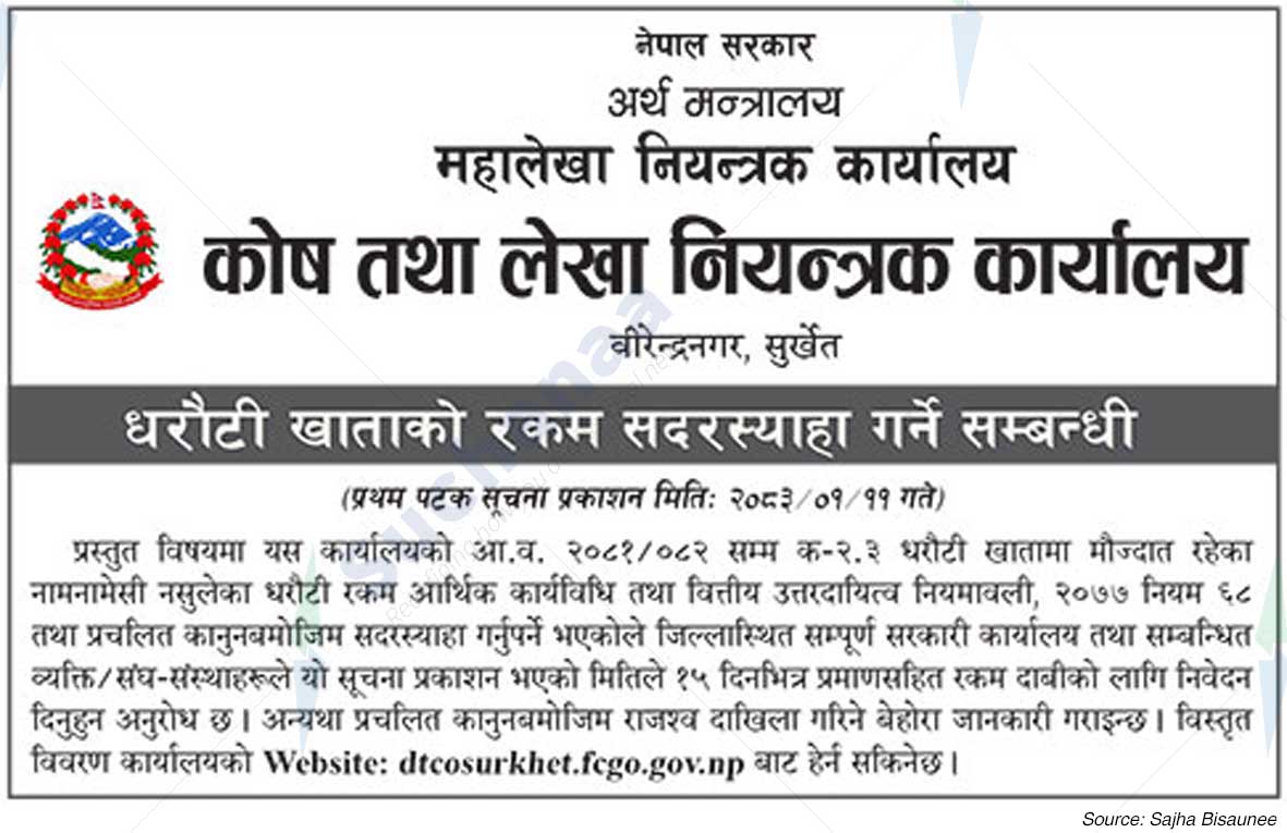 Kosh Tatha Lekha Niyantrak Karyalaya, Surkhet