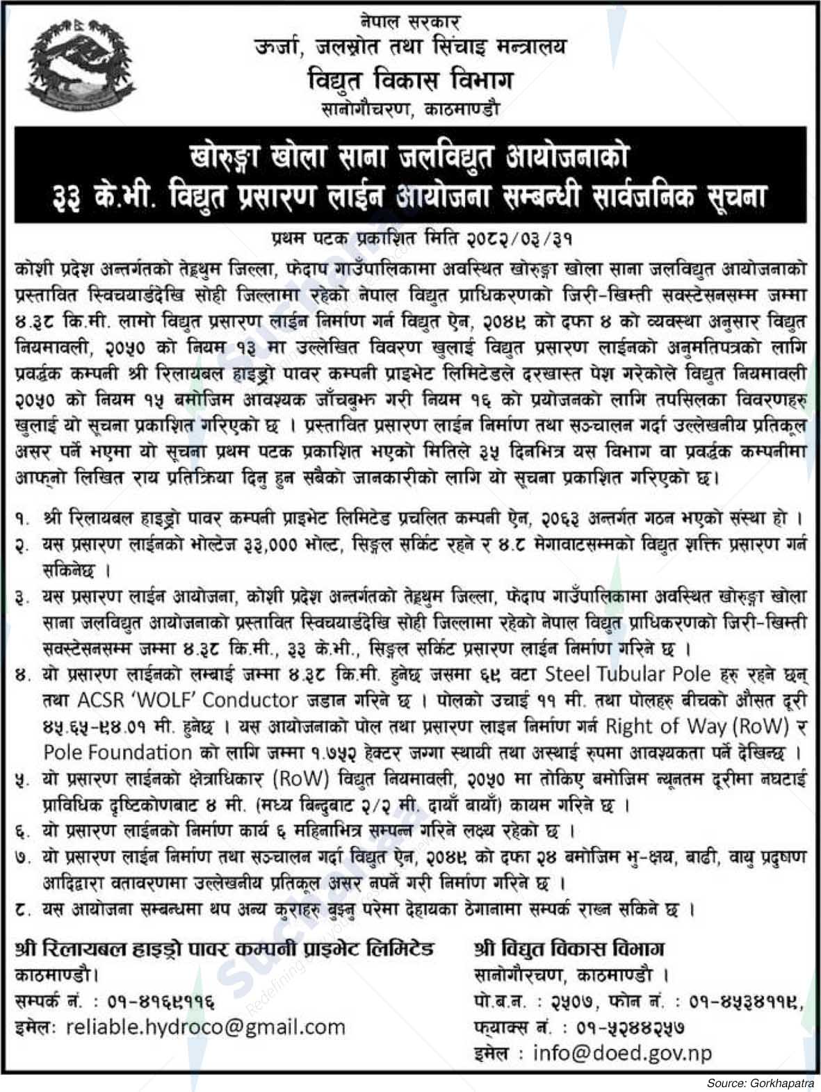 Department of Electricity Development