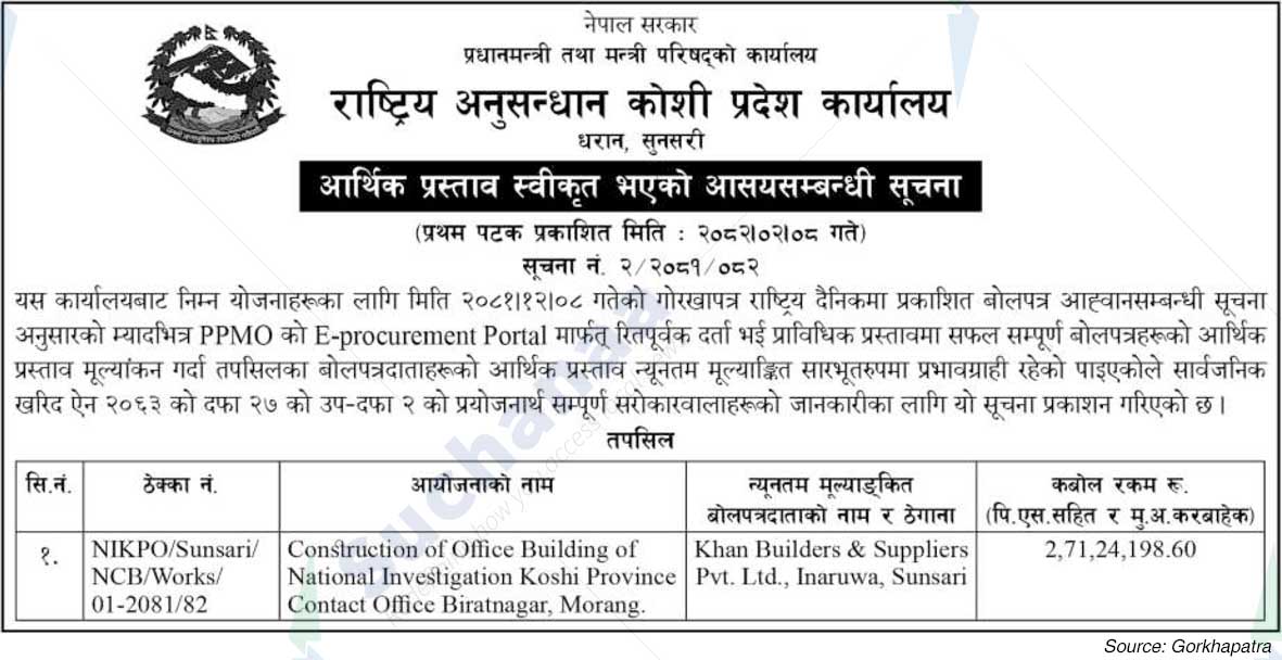 Koshi State Office of National Research, Dharan