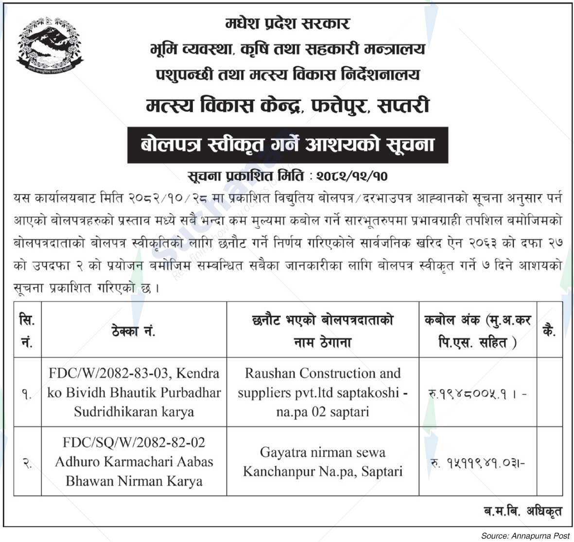 Fisheries Development Center, Fattepur, Saptari