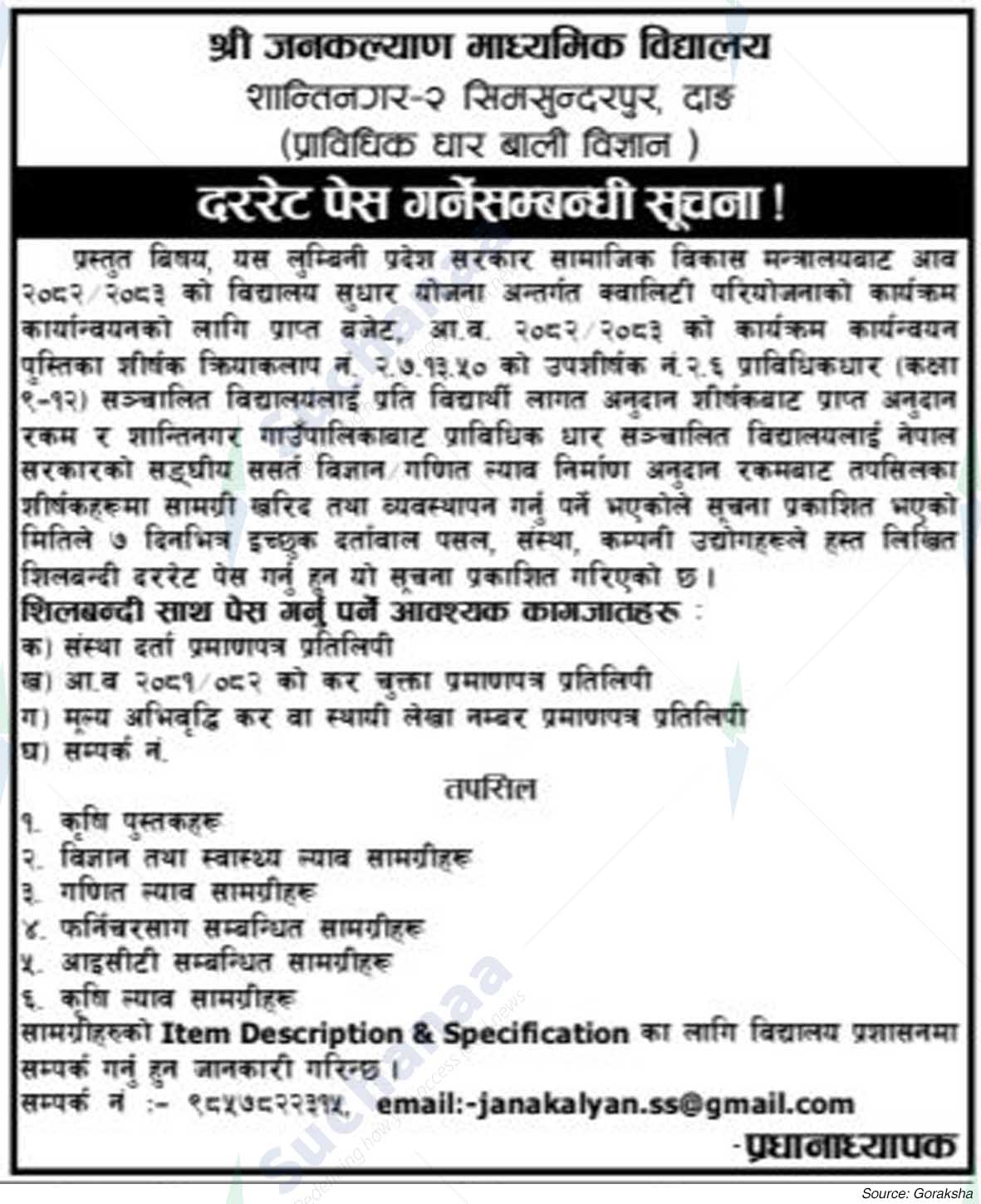 Shree Janakalyan Secondary School,  Dang