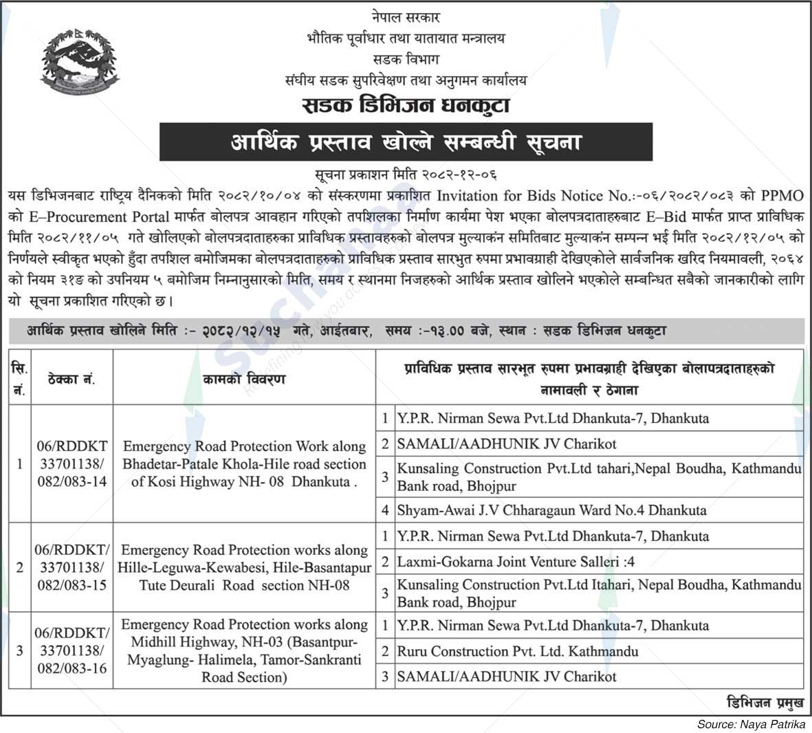 Road Division, Dhankuta